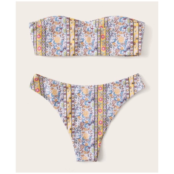 CLEARANCE Floral Tribal Boho Bandeau Bikini Swimsuit - Picture 3 of 7